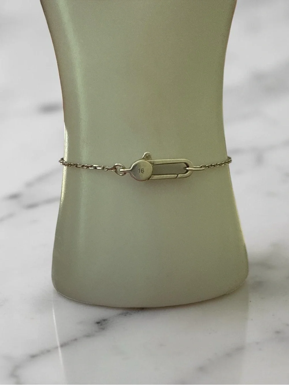 GUCCI 925 Sterling Silver Trademark Heart Butterfly Charm Chain Bracelet 16